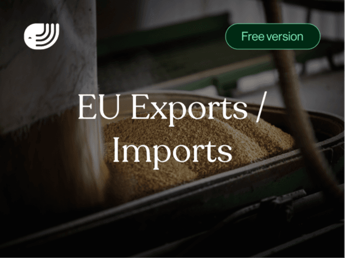 Report card for the CMN EU Exports and Imports weekly report covering European agricultural trade flows, licensed grain volumes and weekly grain market news
