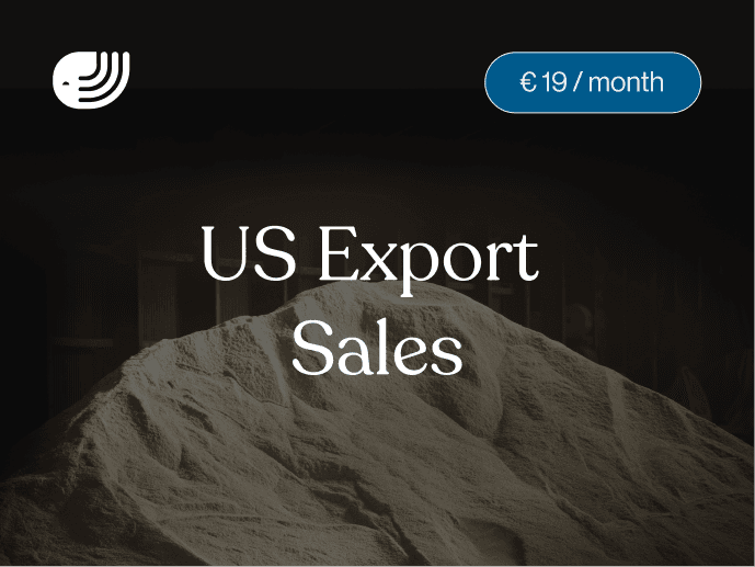 Report card for the CMN US Export Sales weekly report covering USDA export data and demand trends for agricultural commodities including wheat, corn and soybeans