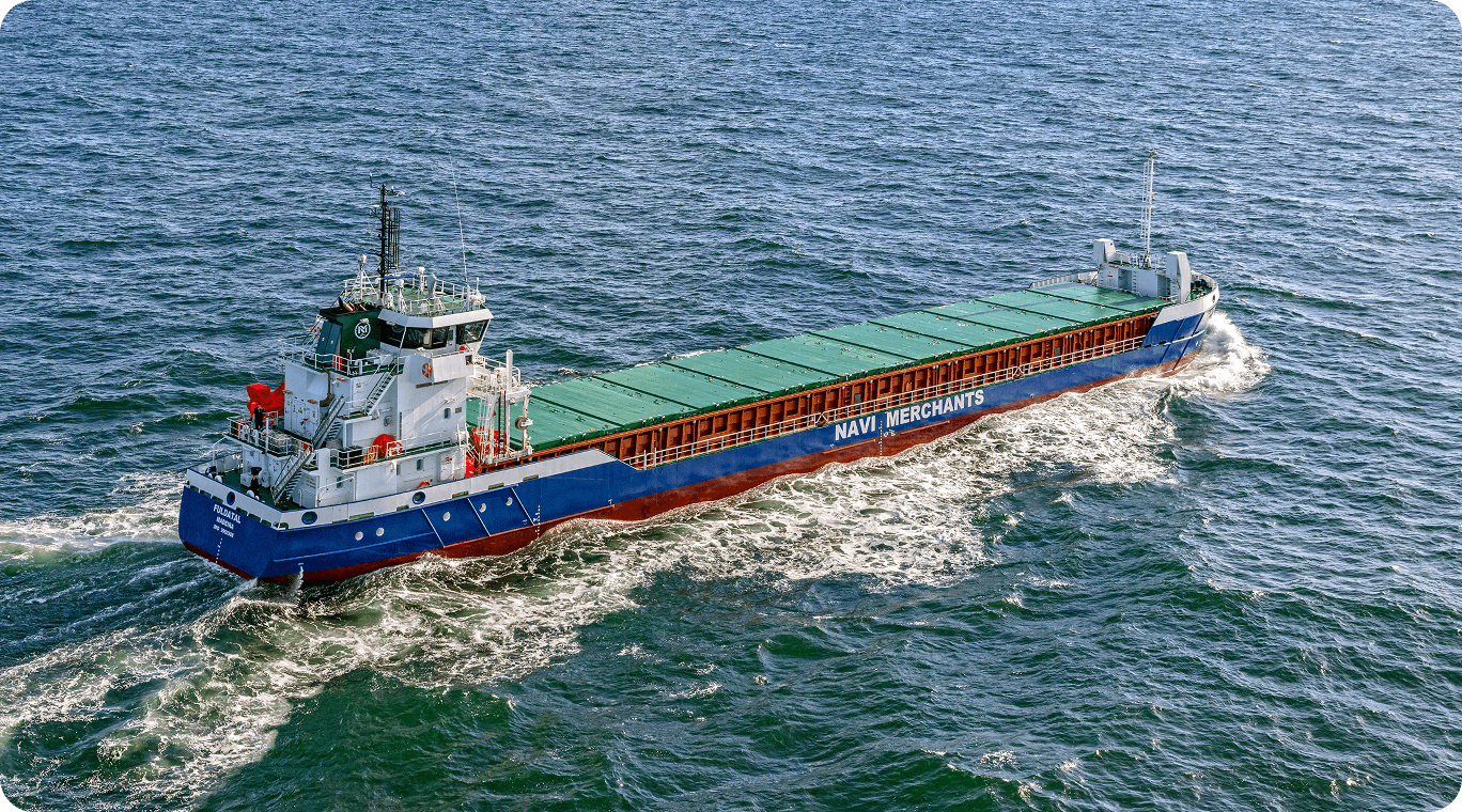 Aerial photo of a bulk cargo ship at sea representing smarter route comparison for dry bulk freight rates across grain shipping origins and destinations on the CM Navigator platform